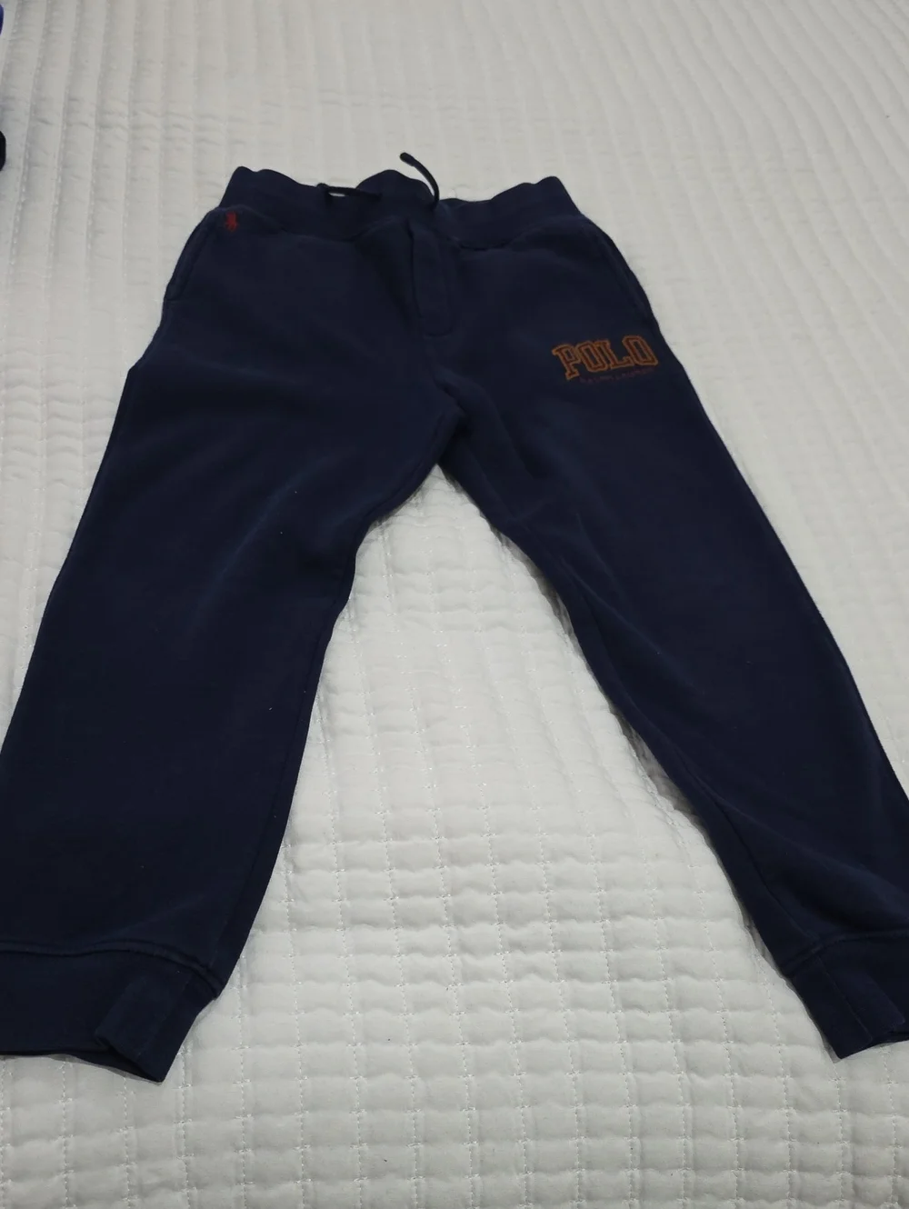 Polo by Ralph Lauren Navy Sweat Joggers with Orange Logo - Picture 1 of 4